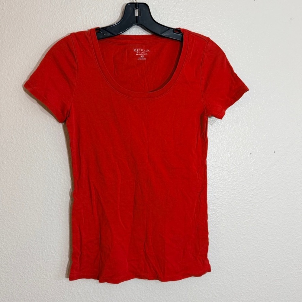Merona Ultimate Tee Womens Small Red Short Sleeve Scoop Neck Cotton T Shirt